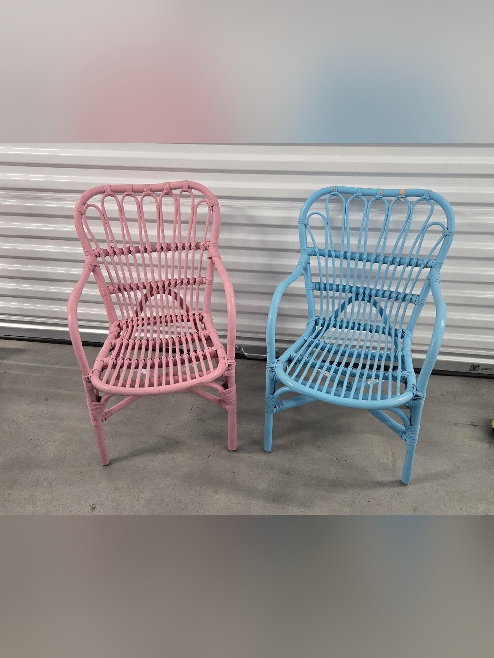 Pink and Blue Rattan Accent Chairs - Decorative Home Seating